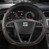 Auto Lenkradbezug Mikrofaser Leder 38cm Rutschfest Für Seat Tarraco Arona Ateca Ibiza Toledo Mii Leon Arosa Exeo ST FR sfylr11