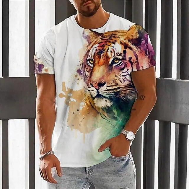 Animal Men's T-Shirt 3d Wolf Print Men's Tops Casual Short-Sleeved Simple T-Shirt Summer O-Neck T-Shirt Men's Oversized Clothing