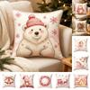 Soft Christmas Pillow Cover Pink Watercolor Style Santa Pillow Cover  Party Decoration