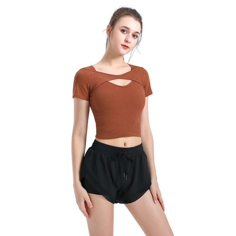 New Yoga Clothing Tops Short-sleeved T-shirt Women Summer Tight Sports Running Stretch Breathable Fitness Tops