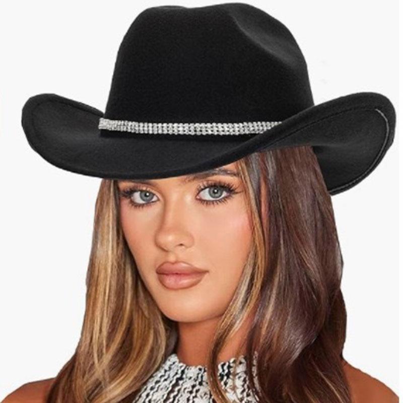 Classic Western Cowboy Hat with Sparkly Rhinestone Buckle Belt Fashion Paty Cowboy Hat Cowgirl Hat for Men Women