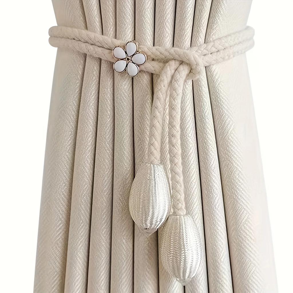2pcs/pair Adjustable Cotton Cord Curtain Tie Hand Woven Rope Curtain Buckle Strap Fasteners Home Decoration Accessories