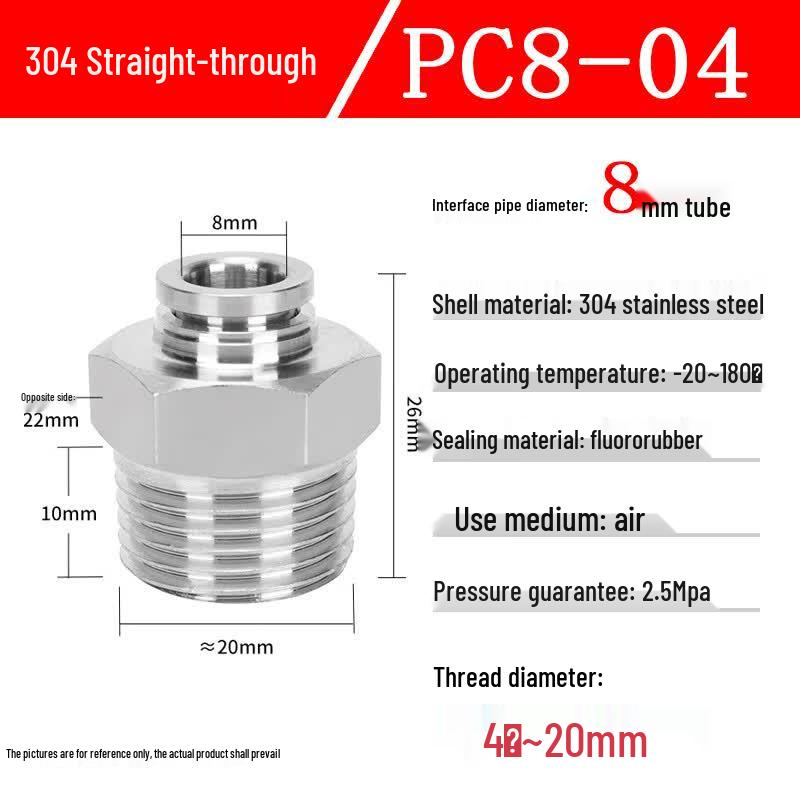 Guanshi 304 Stainless Steel Pneumatic Quick Connector