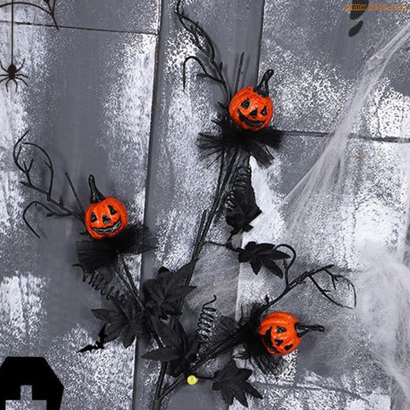 K1AE Halloween Pumpkin Bouquets Decoration Artificial Flower Stem with Realistic