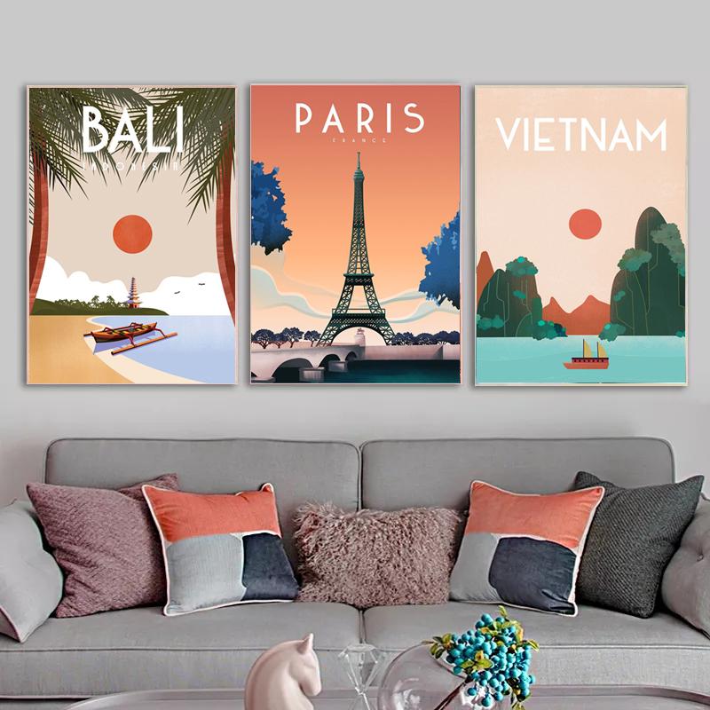 Modern Morocco Landscape Poster Paris New York City Travel Canvas Painting Wall Art Modular Print Pictures Aisle Home Decoration No Frame