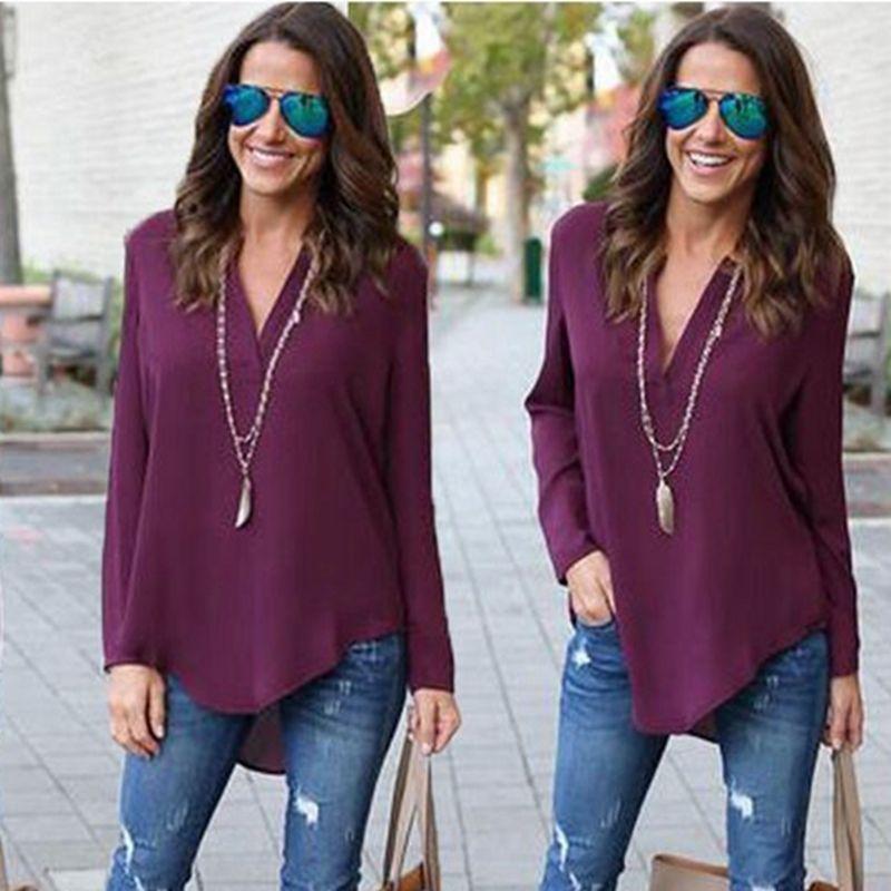 Womens Summer Cotton Linen Loose Fit Vneck Tops For Casual Wear