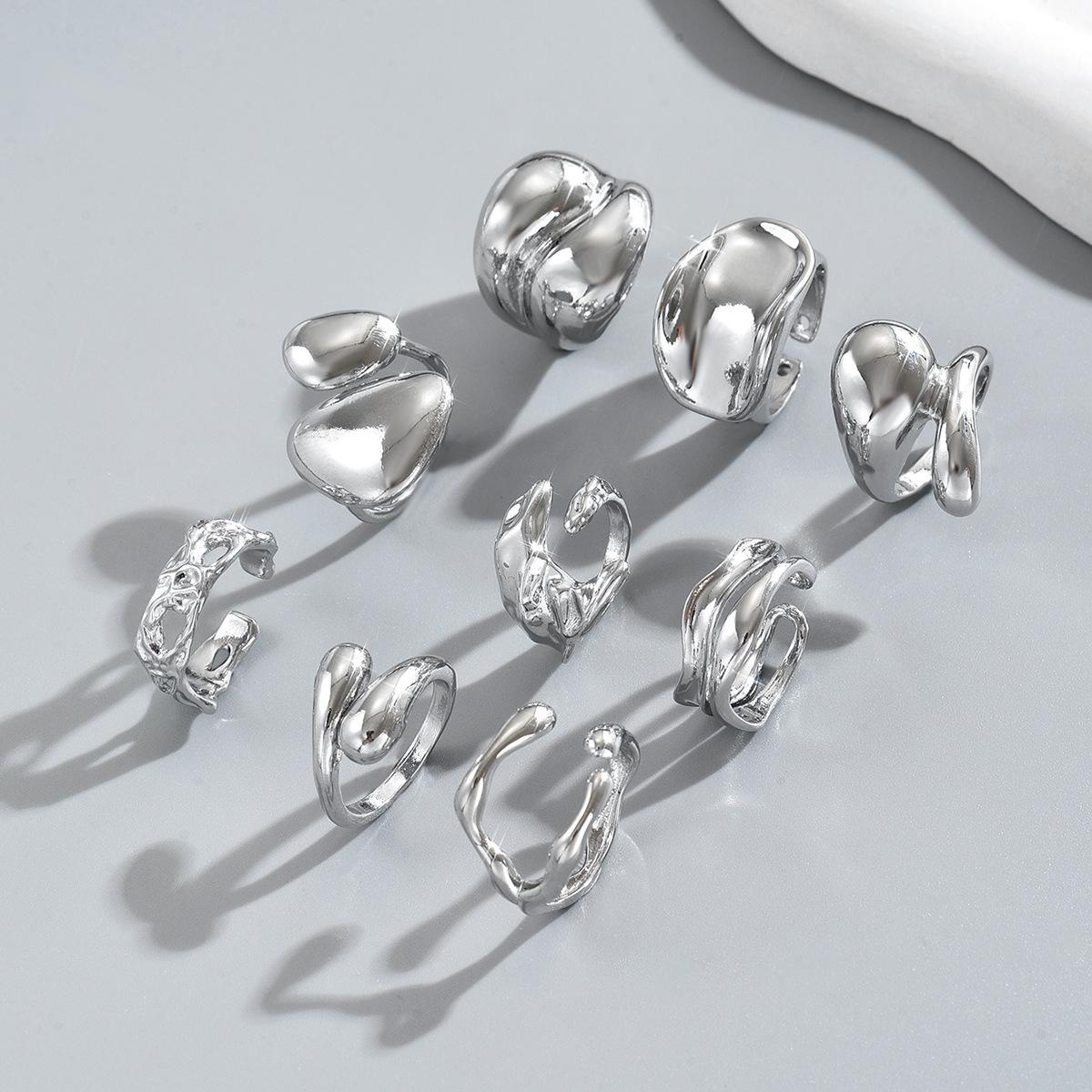 

Аксессуары, Персонализированный Геометрический Металлический Ветряной Набор Колец с Гальваническим Покрытием 18 Карат, Универсальное Премиальное Женское Кольцо