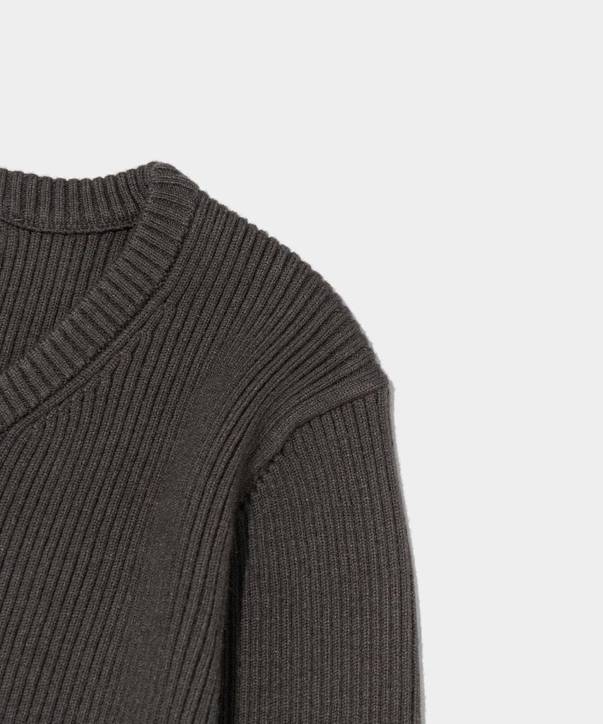 ROIDESROIS Scarf Set Round Neck Ribbed Knit (Charcoal)