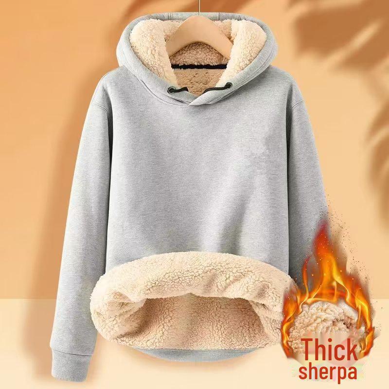 Men's Fleece-Lined Round Neck Sweatshirt, Thick Pullover, Long Sleeve, Hoodless, Large Size, Warm.