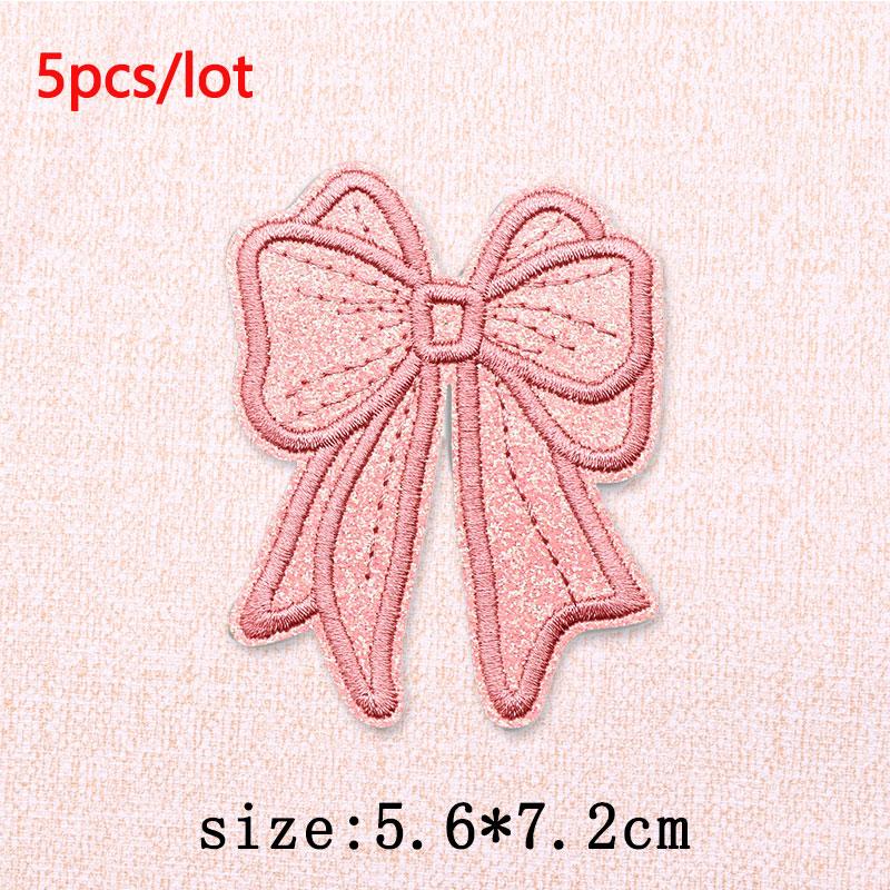 5Pcs/Lot Glitter Butterfly Bow Iron on Patches - Embroidered Patches on Clothes Bags Hats Jackets Decor