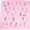 [BYSIFA] Black Plaid Letters Twill Scarves  New Floral Design Fine Hand-hemming Ladies Large Square Silk Scarf Shawl 90*90cm