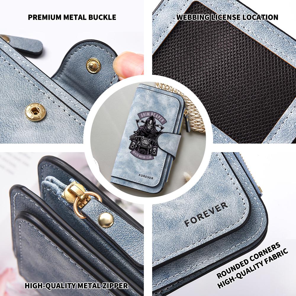 Grim Reaper Printed PU Long Wallet Multi Card Slot Bifold Purse