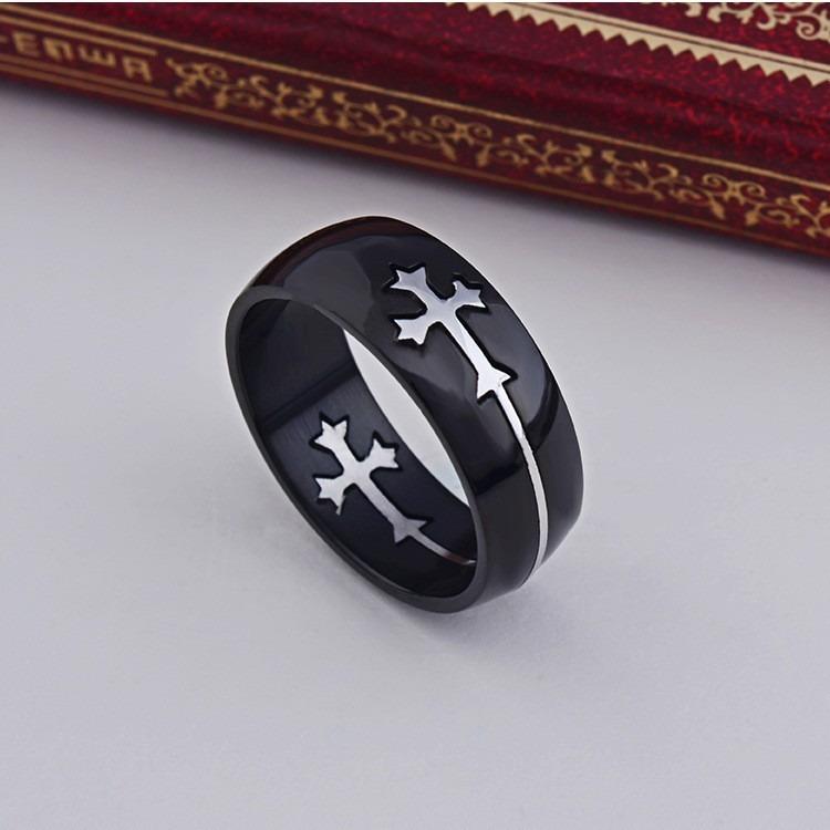 European and American Style Detachable Titanium Steel Two Color Cross Ring Stainless Steel Ring