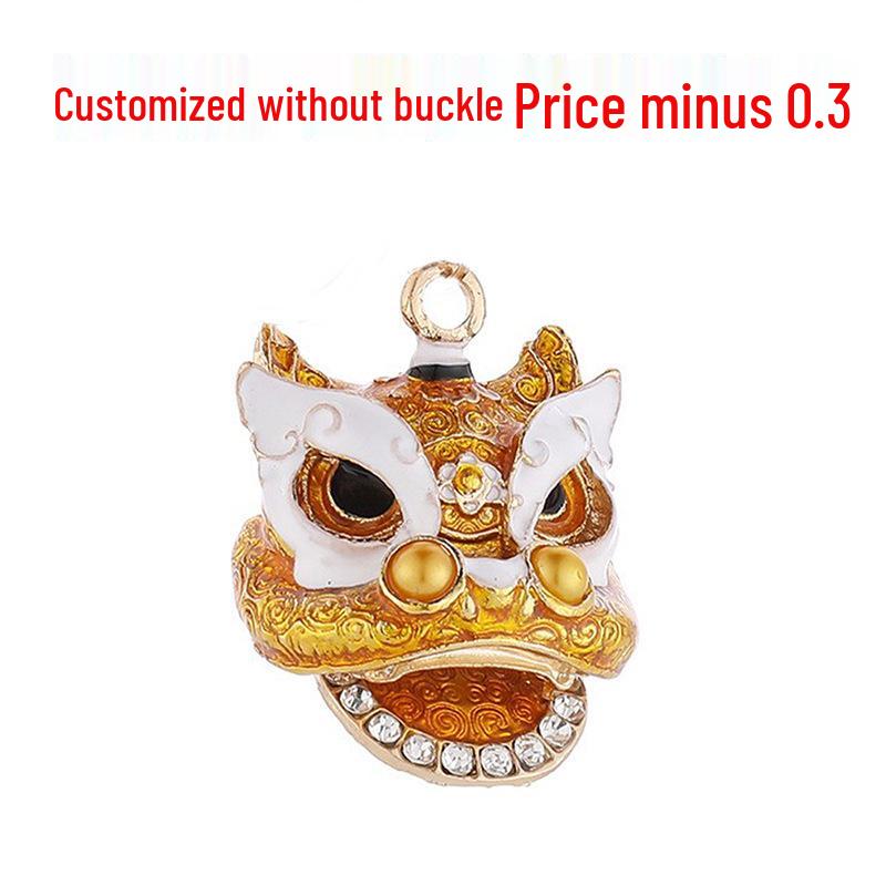 Lion Dance Rhinestone Lion Head Keychain - Chinese Style Pendant