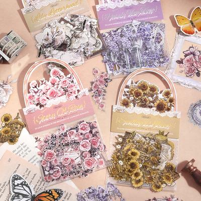 4 Styles 20 Pcs Promise of Flower Series Collage Stickers Scrapbooking Material Handmade Diary Album Junk Journal Supplies