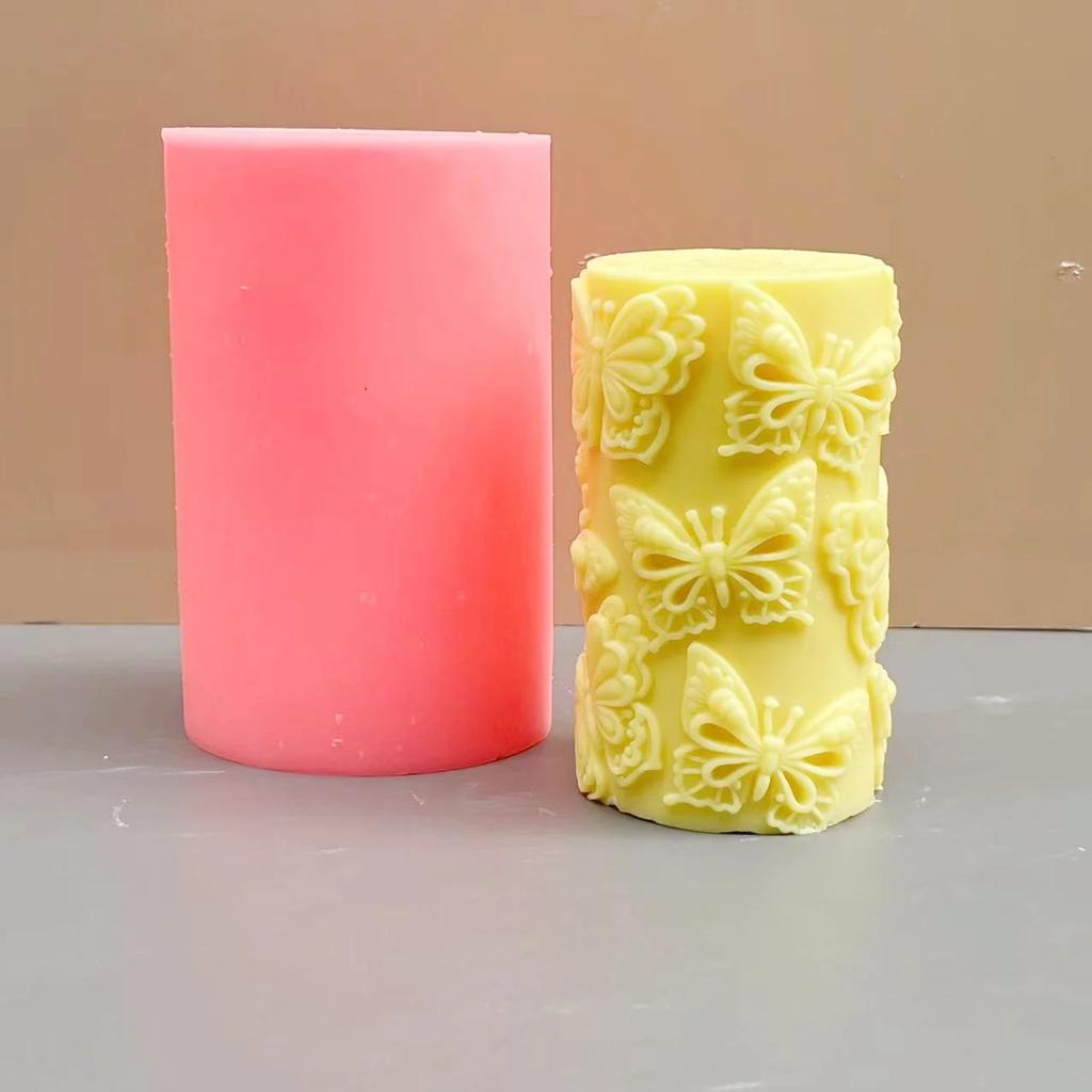 10-16cm Large Butterfly carving pattern cylindrical candle silicone mold butterfly shape candle mold butterfly ball resein mold