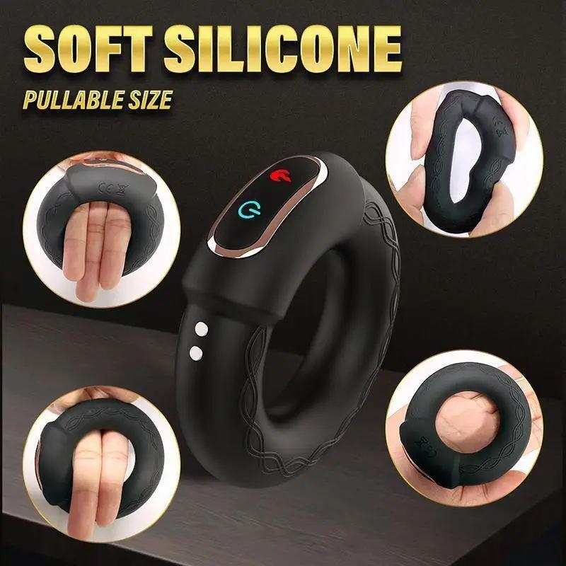 Penis Ring with Heating Semen Cock Ring Penis Enlargement Delayed Ejaculation Vibrating Sex Toys Vibrator for Men Couple Ring