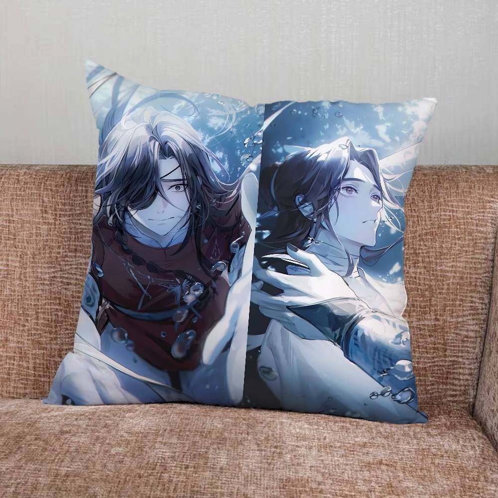 HHeaven Cartoon Officials Blessing Pillow Case For Home Bedroom Car Office Decoration Living Room Sofa Cushion Cover Suitable