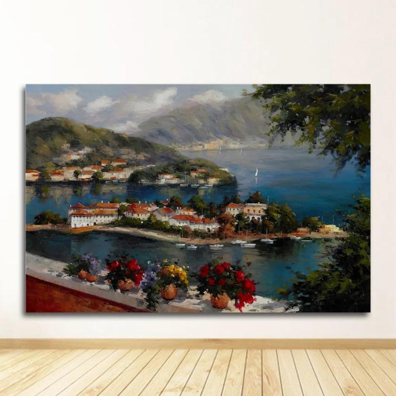 

Картина на полотні для декору вітальні, плакат і принти. Абстрактний пейзаж із садом Середземного моря, картина маслом на 40x60cm No Frame