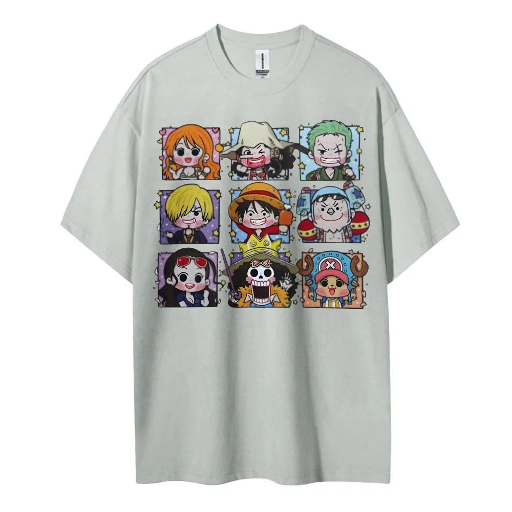 ONE PIECE Peripheral Products Mens Oversized Tshirt Street Version Mens and Womens Summer Casual Trendy Brand Top Colthing