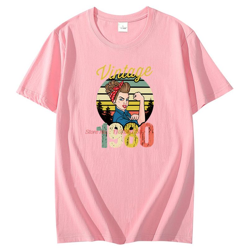 Vintage Born 1980 Graphic T Shirts Birthday Gift Cotton Short Sleeve Tshirts Unisex New Shirts And Tshirts Print T Shirt