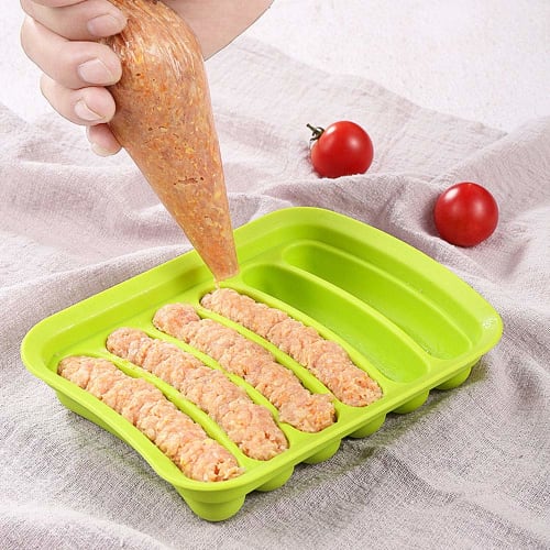 Sausage Molds, DIY Sausage Molds, Silica Gel Sausage Molds, Silica Gel Kitchen Supplies, DIY Food Cooking Aids, 6 Molds per Pack (Green)
