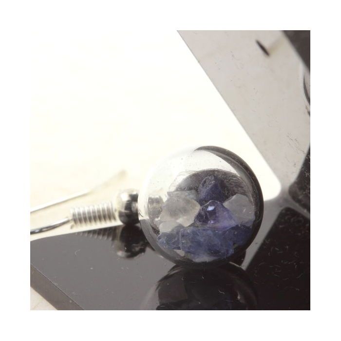 Pierres et Minéraux. Boucles d'oreille cristal de Benitoite. Modèle 10 mm.