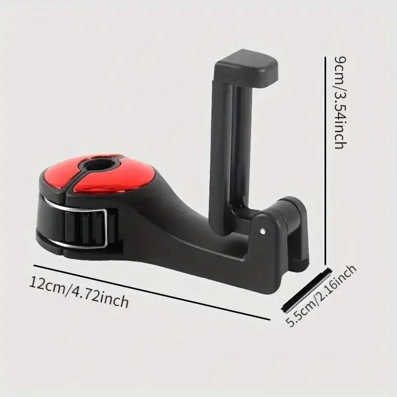 Multifunctional 2 In 1 Car Hook Hidden Mobile Phone Holder Bracket Car Clip Rear Row Headrest Hook Lock Buckle Car Mount Stand