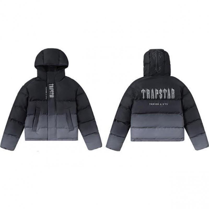 Trapstar Embroidered Gradient Cotton Puffer Jacket High Street Style Loose Fit Teens