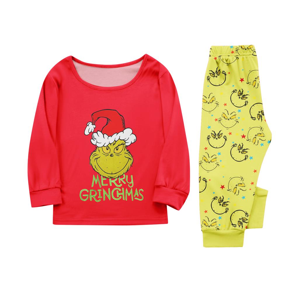 Christmas Print Cute Family Set Pajamas, Home Clothes, Family Set Long Sleeve Top Pants Set