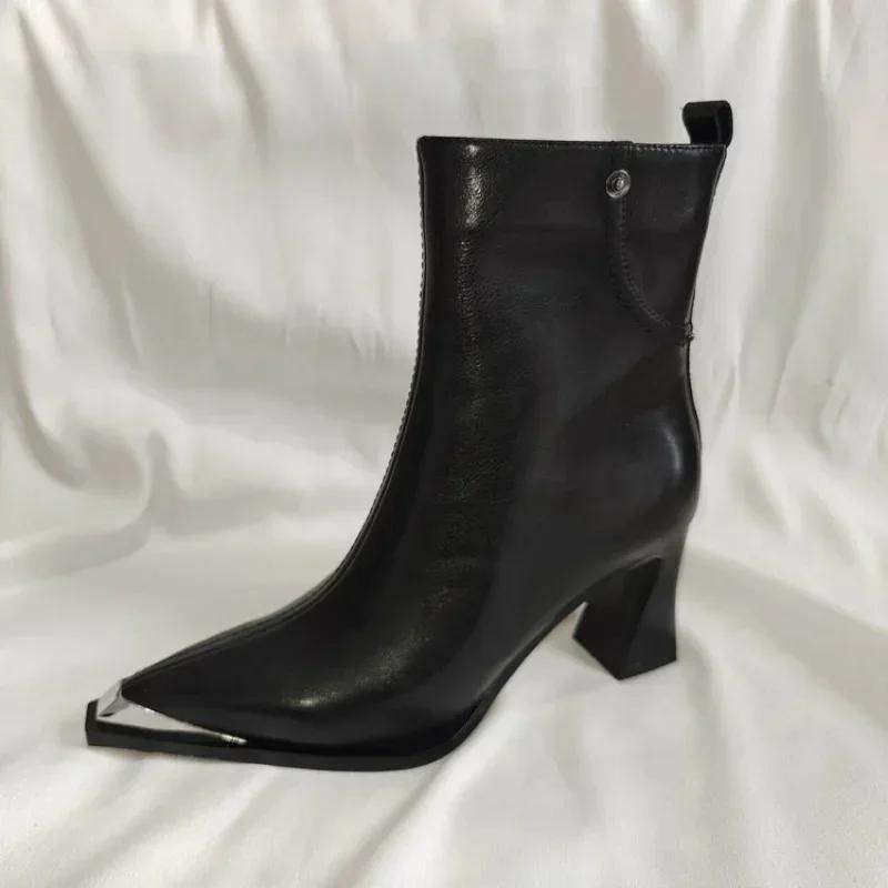 Vintage Brown Women Ankle Boots Fashion Elegant Square Toe Shoes Autumn Winter Thick Heel Women's Short Booties  34-40