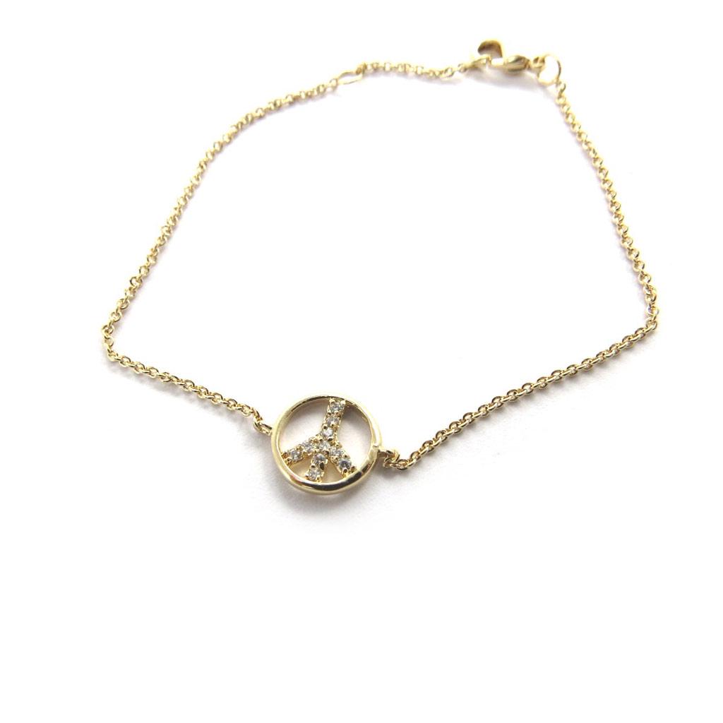Les Trésors De Lily [M8878] - Gold Plated Bracelet 'Peace' White Gold - 10 Mm