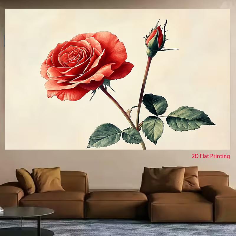 2D Vintage Red Rose Background Cloth Romantic Flower Banner