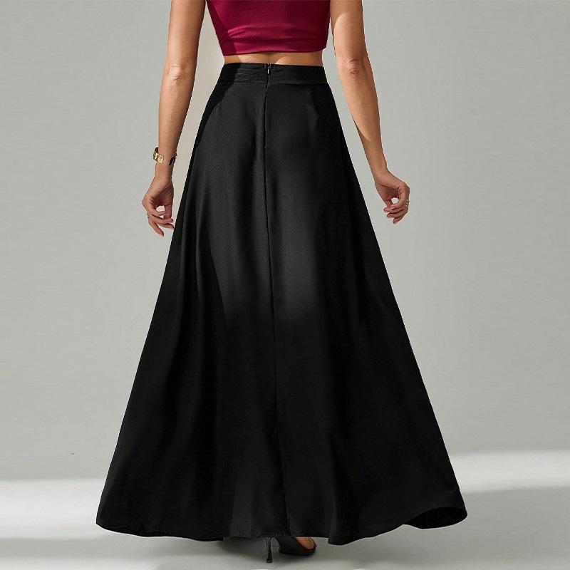 Temperament Skirt 2025 Autumn Fashion Simple Solid Color Casual and Versatile