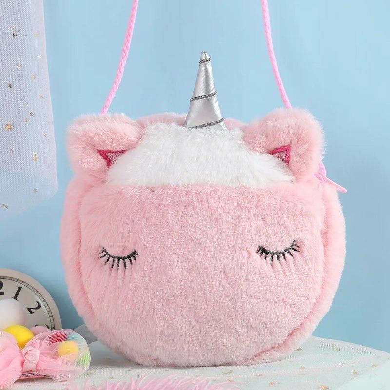 Fashion Children Girls Shoulder Bag Cute Animals Messenger Bag Kids Keys Coin Purse Cute Princess Mini Handbag Plush Toy
