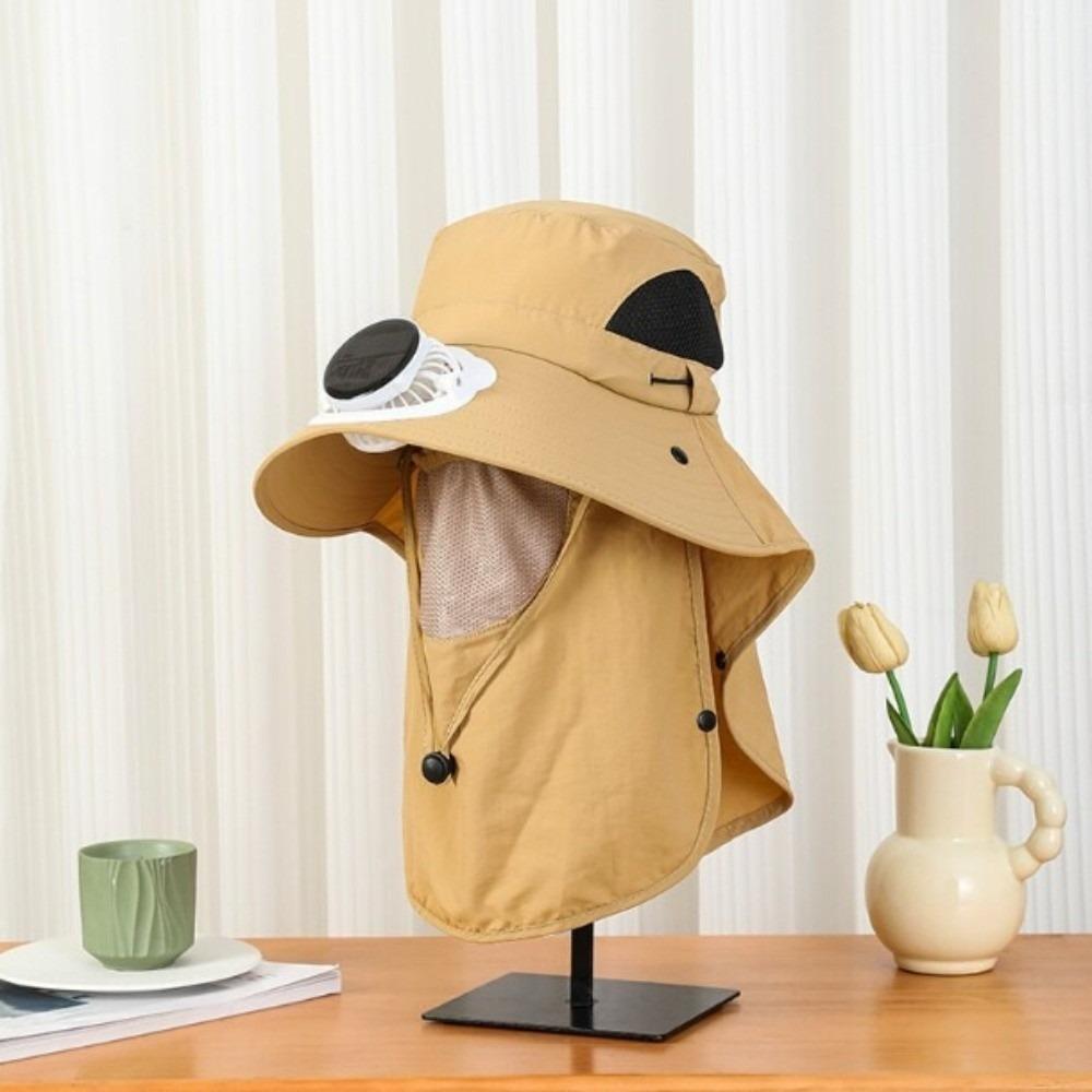 

Portable Fishing Sun Shading Hat Adjustable Wide Brim Fan Hat Solar Rechargeable Fan Hat Hiking хаки