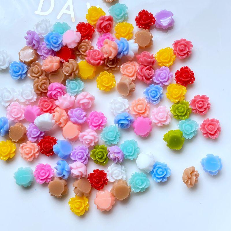 100Pcs New Resin Cute Mixed Mini Flower Manicure Flat Back Scrapbooking Hair Bow Center Embellishments DIY Accessories