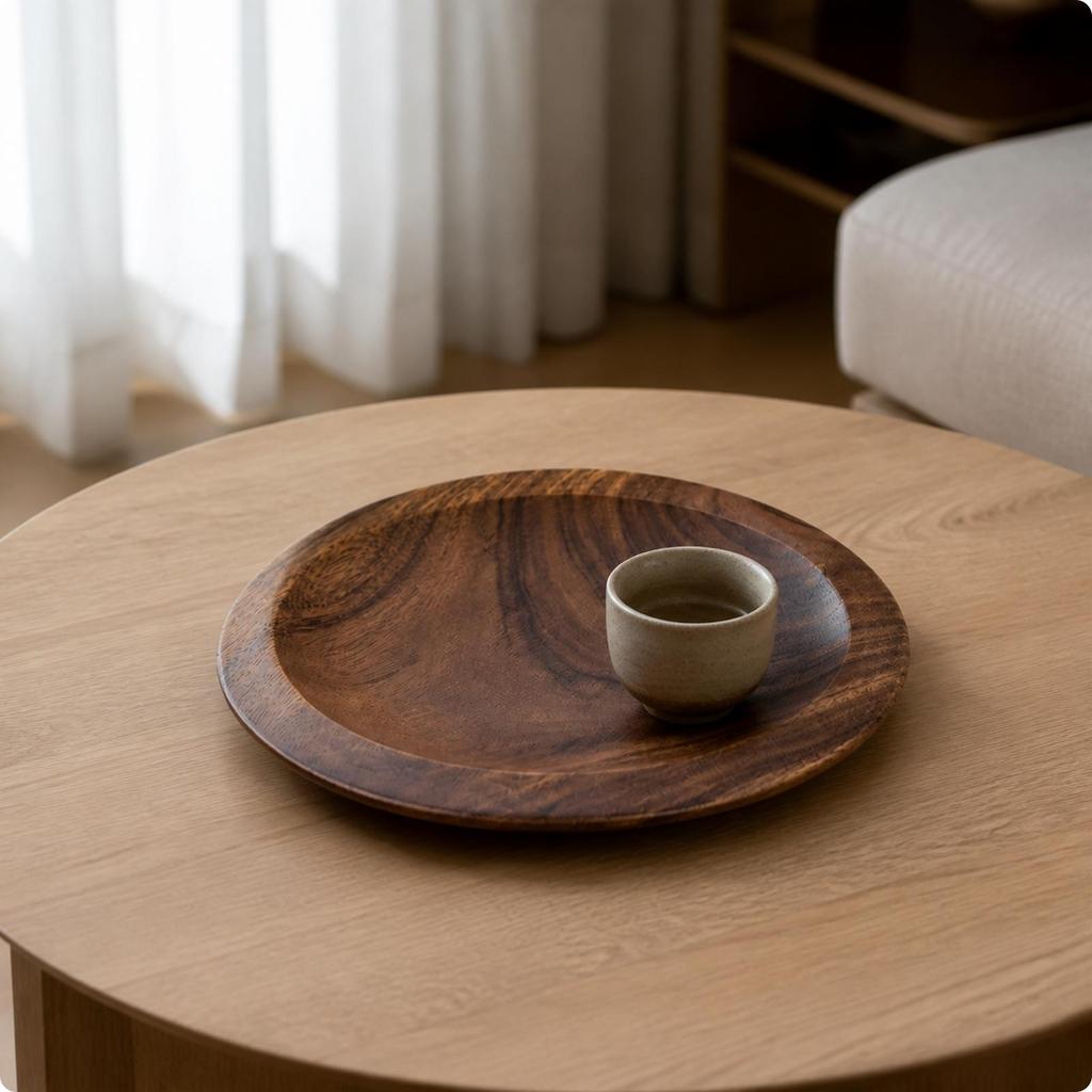 Walnut Wood Fruit and Snack Tray Smooth Nut Bowl Multipurpose Round