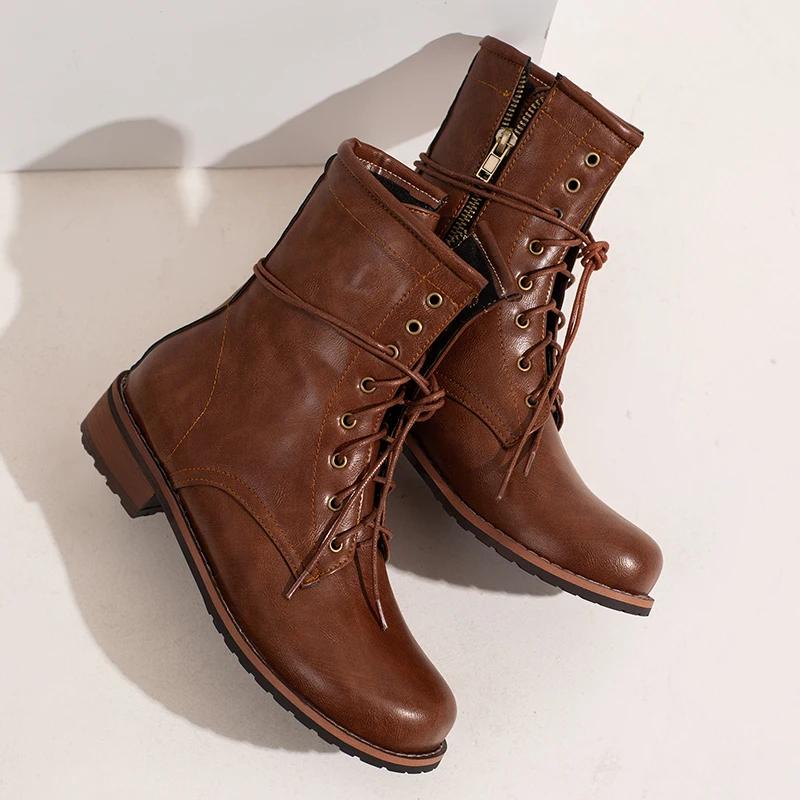 

Fashion Luxury Designer Women Western Cowboy Boots Fashion Chunky Heel Platform Large Size Ankle Boots All Match Casual Ankle Botas 48 коричневый