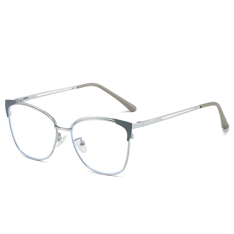 Blaulichtfilterbrille, Retro Metallbrillengestell, Modische Cat-Eye-Flachgläser für Damen und Herren