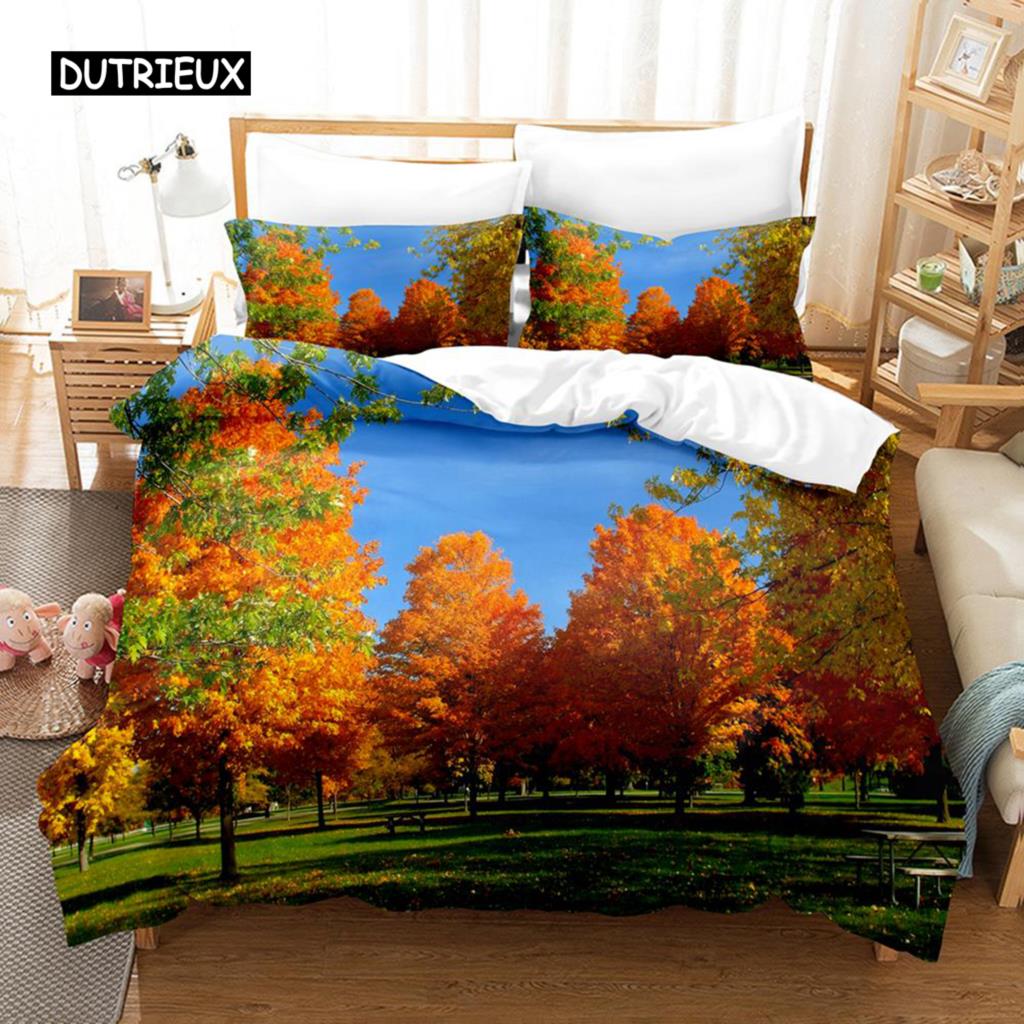 Natural Landscape Duvet Cover Set Blue Sky Lawn Flower Double Queen King Size 2/3Pcs Polyester Quilt Cover for Kids Teens Adults