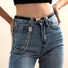 Hip Hop Tag Pendant Layered Pant Chain Keychain for Women Fashion Simple Rock Silver Color Metal Jeans Chain Party Daily Jewelry