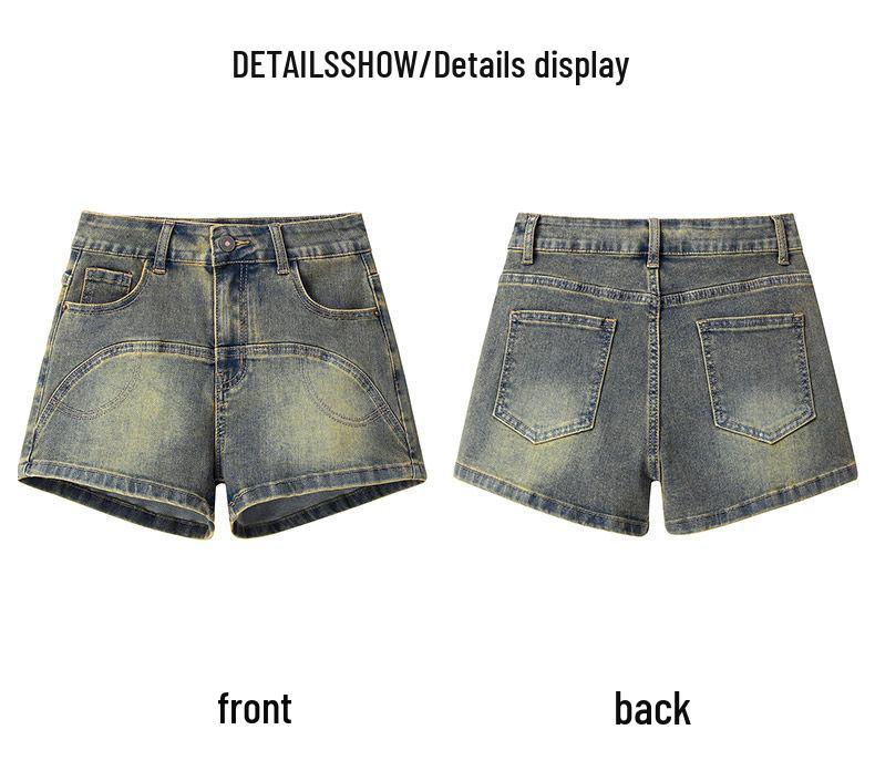 Women's Trendy Denim Hot Pants - Tight Hip-Wrapping, Casual Straight-Leg Shorts for Spring & Summer.