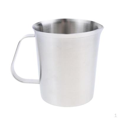 Measuring Cup Mug Milk Frothing with Handle Stainless Steel 500ml - 1000ml, Easy To Clean