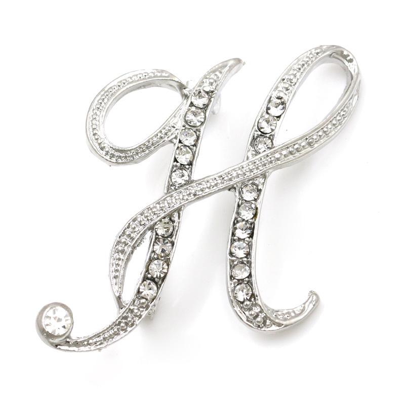 Trendy 26-Letter Rhinestone Brooch Pin - Fashion Accessory for Clothing & Bags