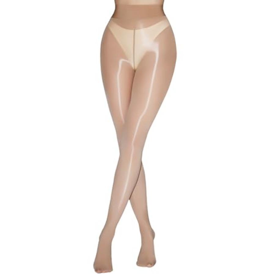 Shiny Pantyhose For Women 8D High Waist Silk Oil Shimmer Sheer Tights Control Top Gloss Stockings