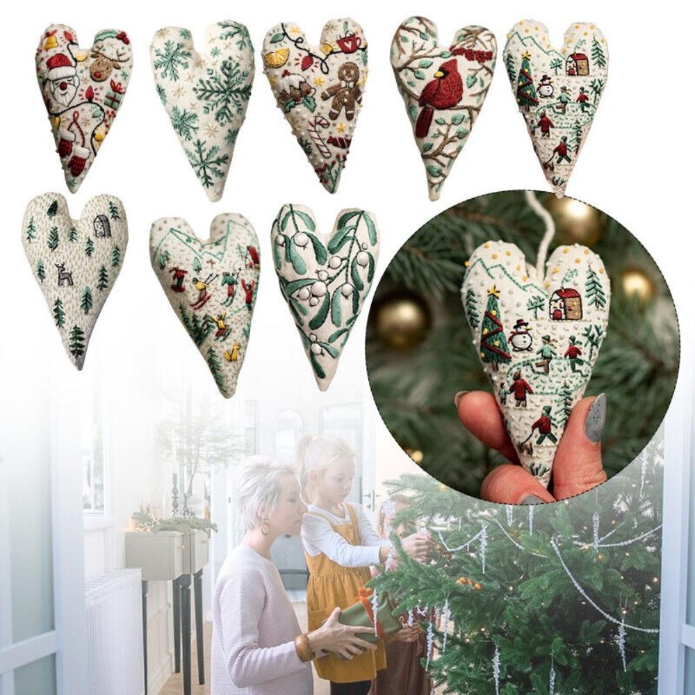 Festival Heart Christmas Embroidery Kit Gifts mas Tree Hanging Decoration Heart Cross Stitch Kit Material Package