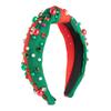 Trendy Christmas Red & Green Beaded Rhinestone Headband - Women's High-Quality Festive Hair Accessory