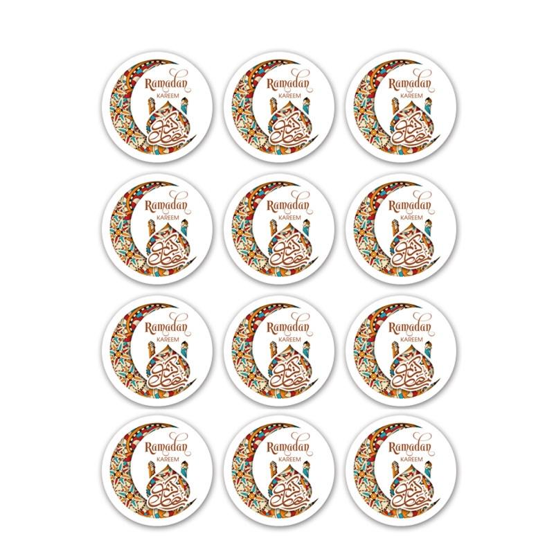 

120 Pack Decorative Eid Mubarak Labels Ramadan Stickers Round for Art DIY Craft Journal Scrapbook Handbook Gift Package 1