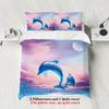 3-piece set, cartoon dolphin pattern printed bedding set, queen, king, double bed, for bedroom, guestroom, hotel